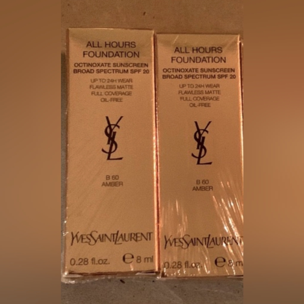 Rare Discontinued YSL All Hours Foundation B 60 Amber Samples x2